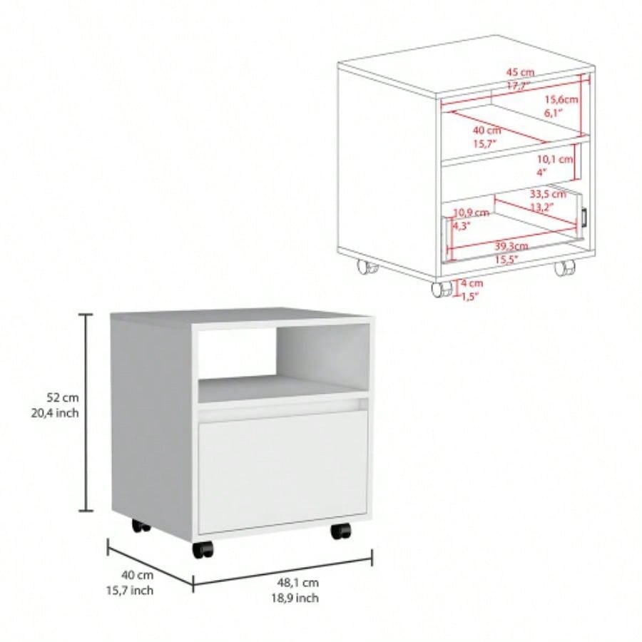 Nightstand Munyochi, One Drawer, White