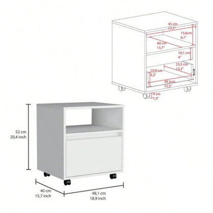 Nightstand Munyochi, One Drawer, White
