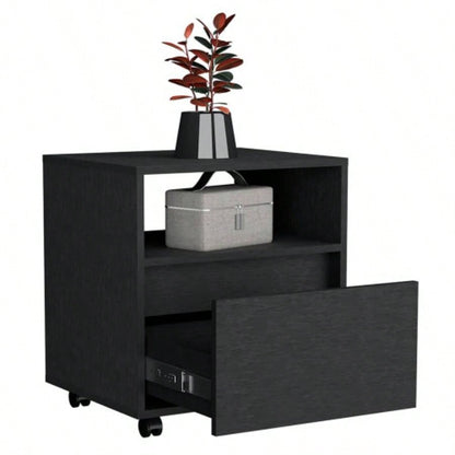 Nightstand Munyochi, One Drawer, Black Wengue