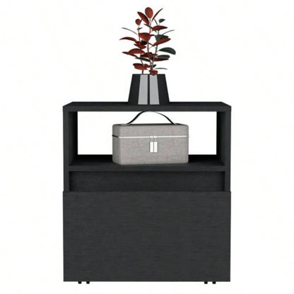 Nightstand Munyochi, One Drawer, Black Wengue