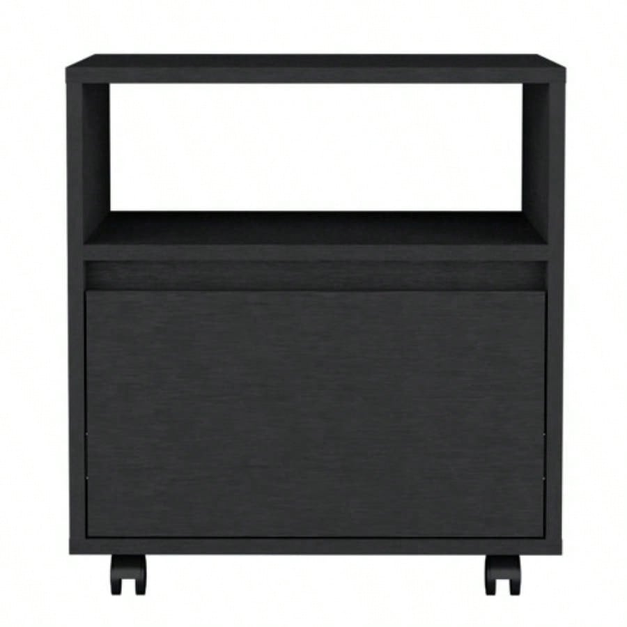 Nightstand Munyochi, One Drawer, Black Wengue