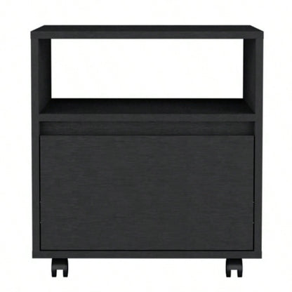 Nightstand Munyochi, One Drawer, Black Wengue