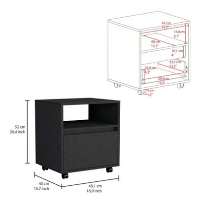 Nightstand Munyochi, One Drawer, Black Wengue