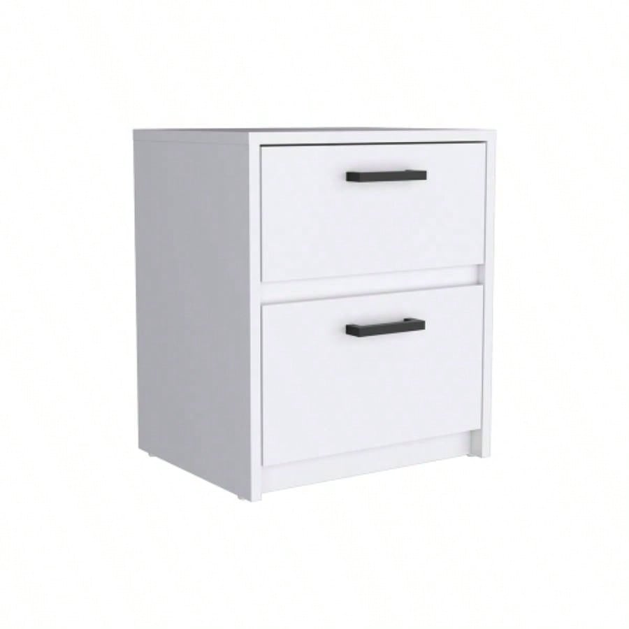 Nightstand Chequered, Two Drawes, White