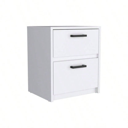 Nightstand Chequered, Two Drawes, White