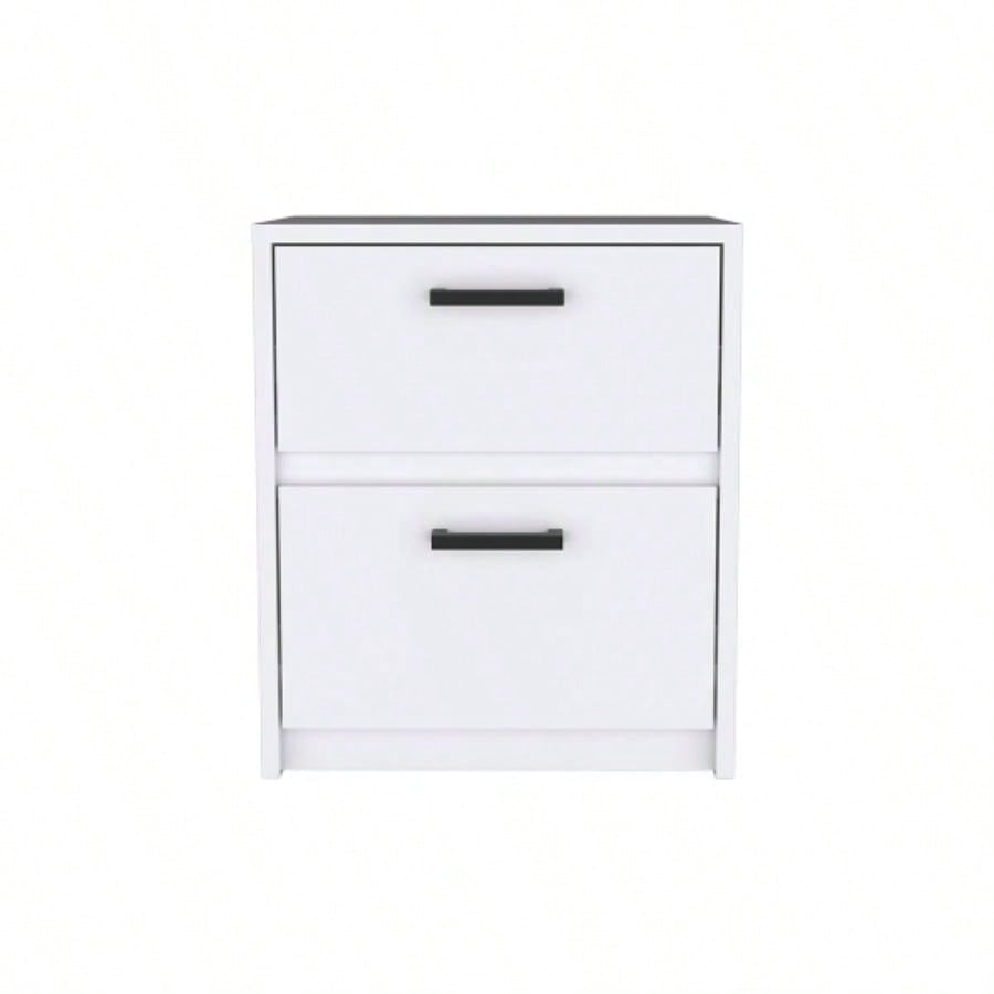 Nightstand Chequered, Two Drawes, White