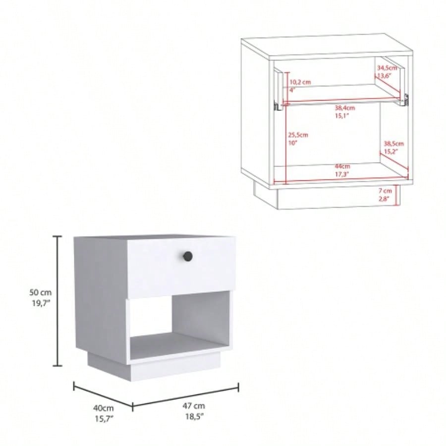 Nightstand Viliigili, One Drawer, White
