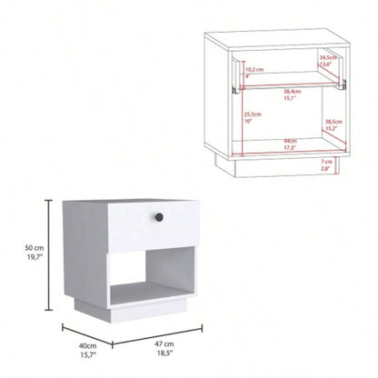 Nightstand Viliigili, One Drawer, White