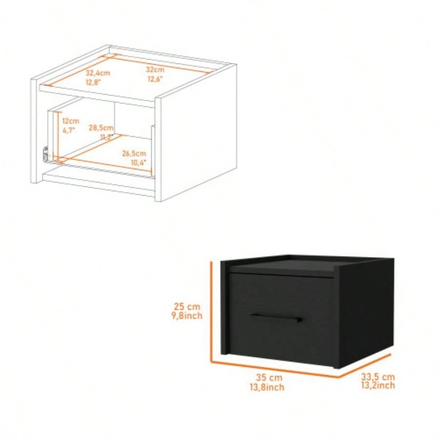 Elfrida Wall - Mounted Nightstand, Sleek Single - Drawer Design with Spacious Top Shelf
