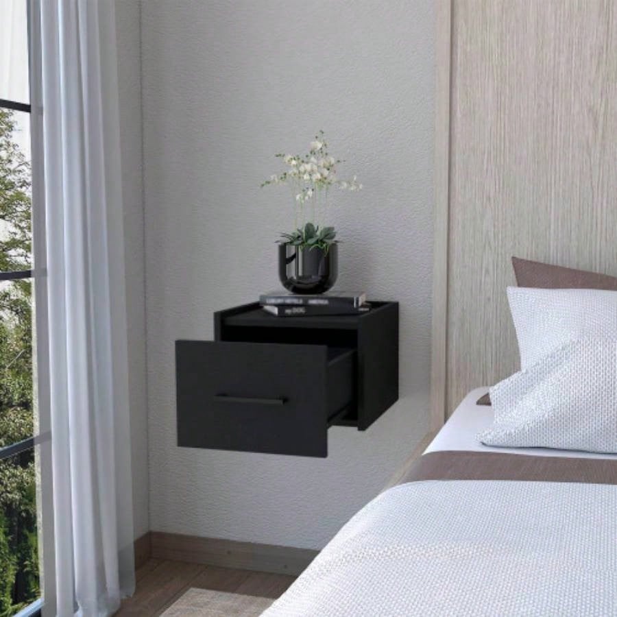 Elfrida Wall - Mounted Nightstand, Sleek Single - Drawer Design with Spacious Top Shelf
