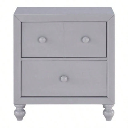 Transitional Gray 1pc Nightstand of Drawers Wood knobs Turned Feet Modern Bedroom Furniture