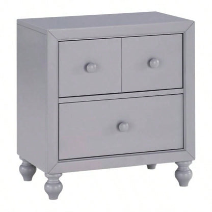 Transitional Gray 1pc Nightstand of Drawers Wood knobs Turned Feet Modern Bedroom Furniture