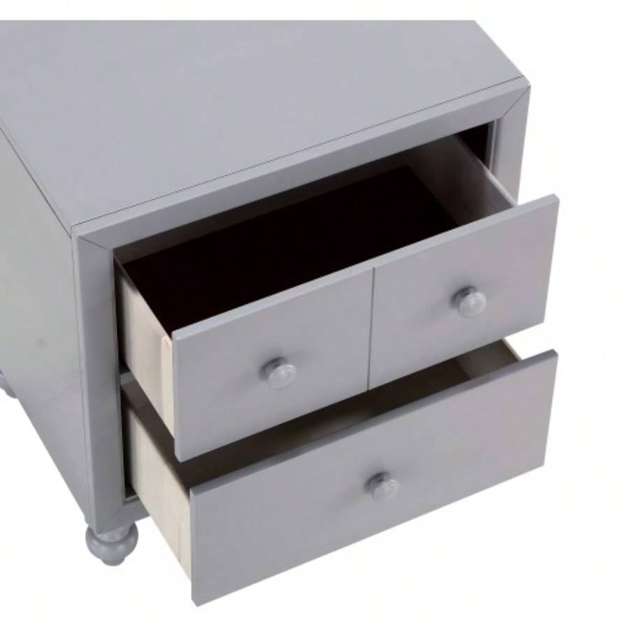 Transitional Gray 1pc Nightstand of Drawers Wood knobs Turned Feet Modern Bedroom Furniture