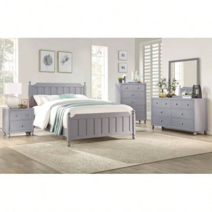 Transitional Gray 1pc Nightstand of Drawers Wood knobs Turned Feet Modern Bedroom Furniture