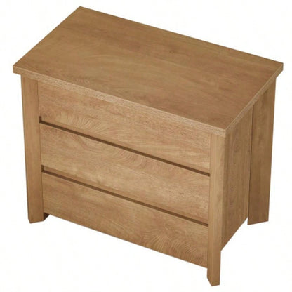 32 Farmhouse Nightstand with 3 Drawers, Large Rustic Brown Bedside Table with Ample Storage Bedroom Living Room