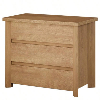 32 Farmhouse Nightstand with 3 Drawers, Large Rustic Brown Bedside Table with Ample Storage Bedroom Living Room