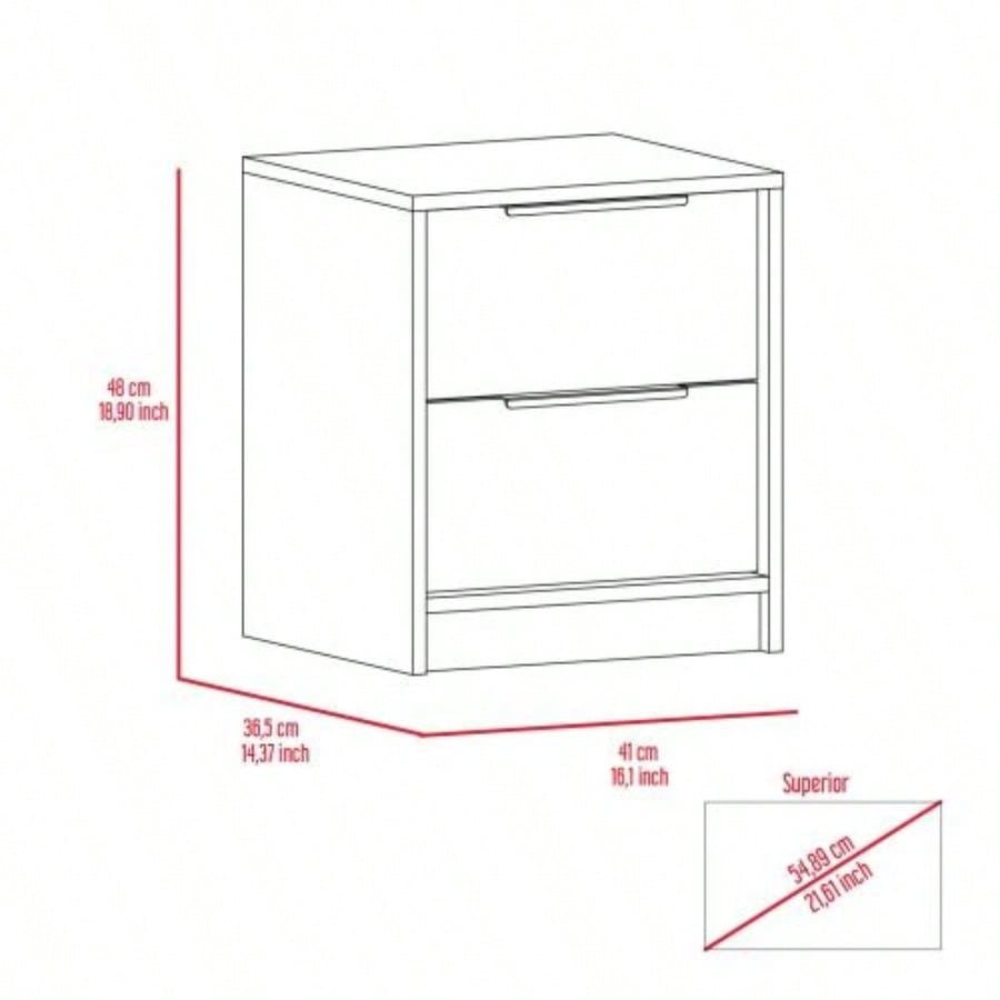 Modern Nightstand 19 H, Two Drawers, Light Gray