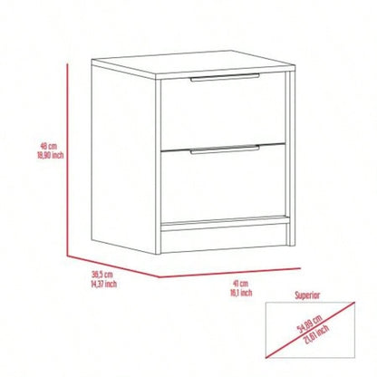 Modern Nightstand 19 H, Two Drawers, Light Gray
