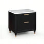 1pc Contemporary 2 - Drawer Black Nightstand White Top Metal Knobs Modern Design Wooden Bedroom Furniture