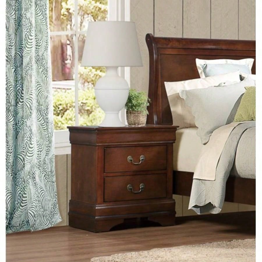 Classic Louis Philippe Style Brown Cherry 1pc Nightstand of 2x Drawers Traditional Design Bedroom Furniture