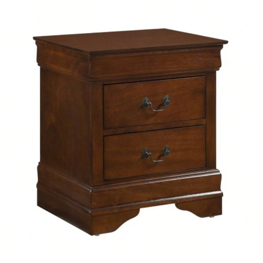 Classic Louis Philippe Style Brown Cherry 1pc Nightstand of 2x Drawers Traditional Design Bedroom Furniture