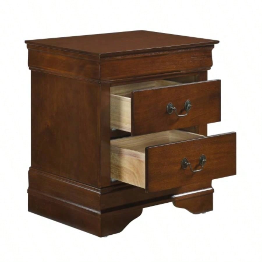 Classic Louis Philippe Style Brown Cherry 1pc Nightstand of 2x Drawers Traditional Design Bedroom Furniture