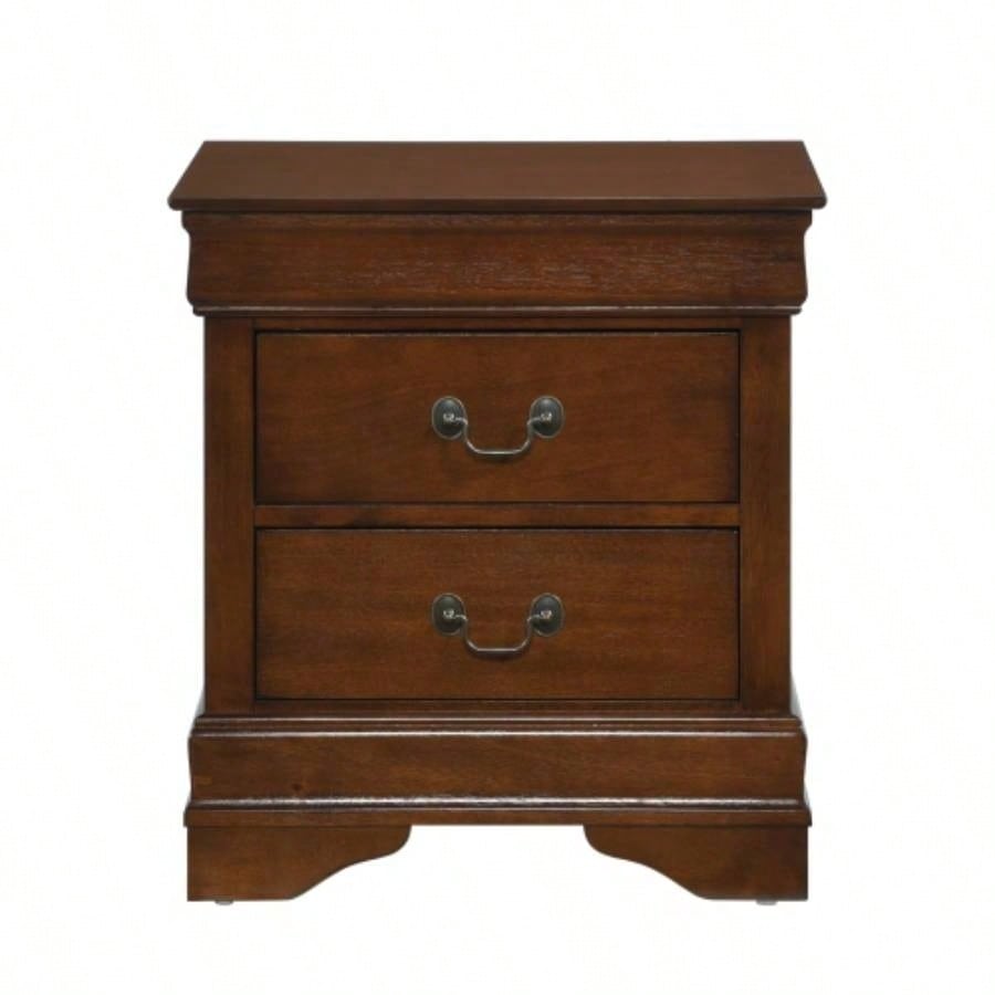 Classic Louis Philippe Style Brown Cherry 1pc Nightstand of 2x Drawers Traditional Design Bedroom Furniture