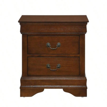 Classic Louis Philippe Style Brown Cherry 1pc Nightstand of 2x Drawers Traditional Design Bedroom Furniture