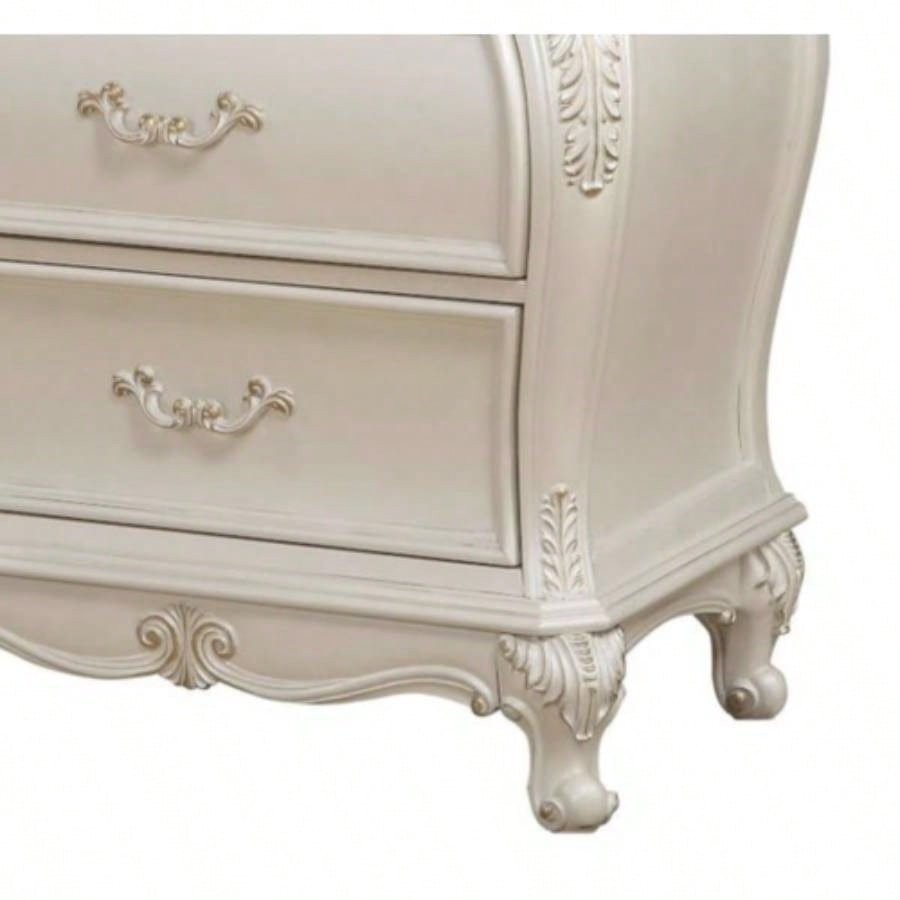 Chantelle Pearl White Nightstand/Granite Top