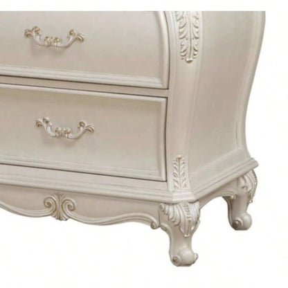 Chantelle Pearl White Nightstand/Granite Top