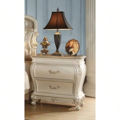 Chantelle Pearl White Nightstand/Granite Top