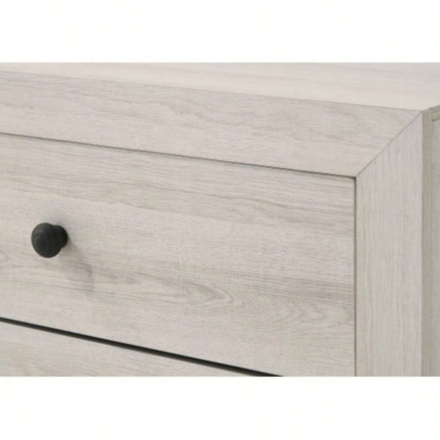 1pc Rustic Two Drawers Storage Nightstand White Wash Wooden Bedroom Furniture