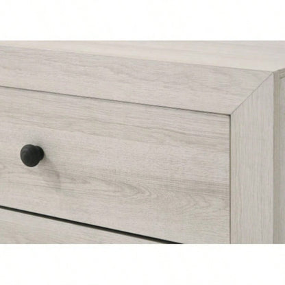 1pc Rustic Two Drawers Storage Nightstand White Wash Wooden Bedroom Furniture
