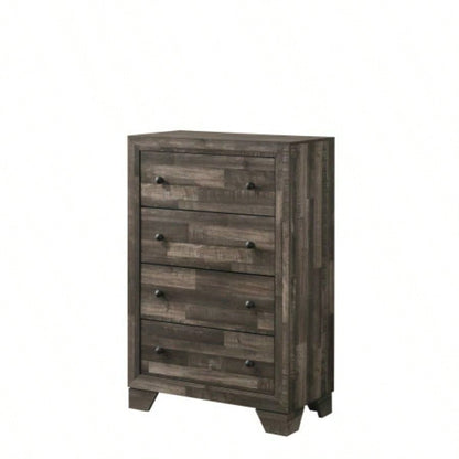 1pc Rustic Two Drawers Storage Nightstand Brown Gray Wooden Bedroom Furniture