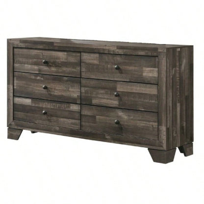 1pc Rustic Two Drawers Storage Nightstand Brown Gray Wooden Bedroom Furniture