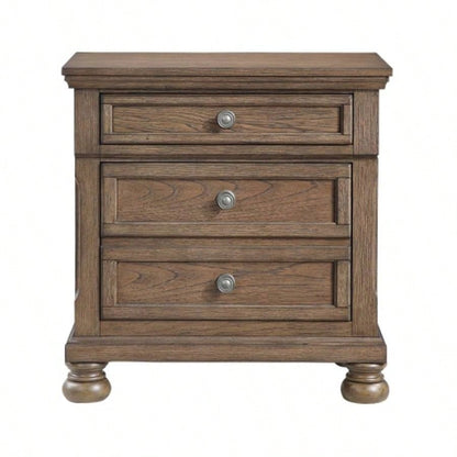 Transitional Antique Brown 1pc Nightstand with Hidden Drawer Bun Feet Classic Wooden Bedroom Furniture