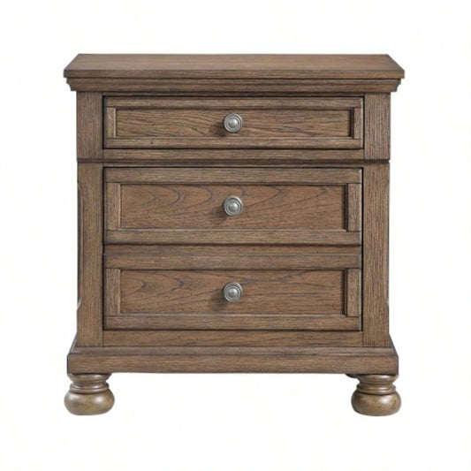 Transitional Antique Brown 1pc Nightstand with Hidden Drawer Bun Feet Classic Wooden Bedroom Furniture