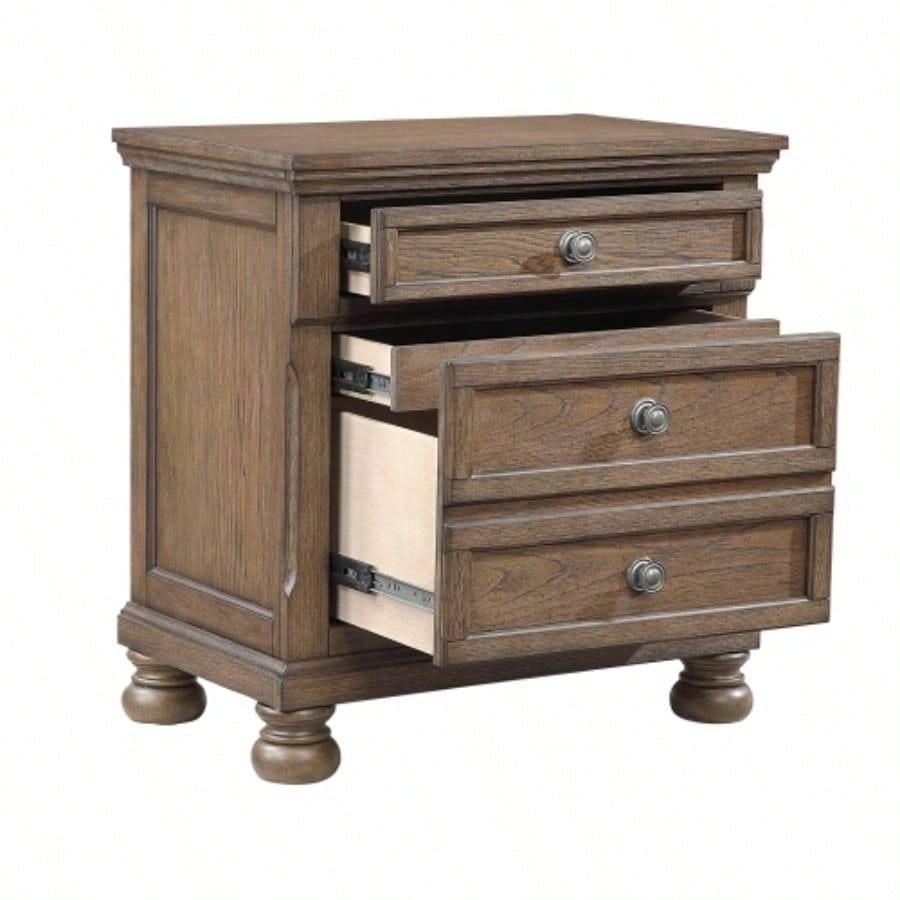 Transitional Antique Brown 1pc Nightstand with Hidden Drawer Bun Feet Classic Wooden Bedroom Furniture