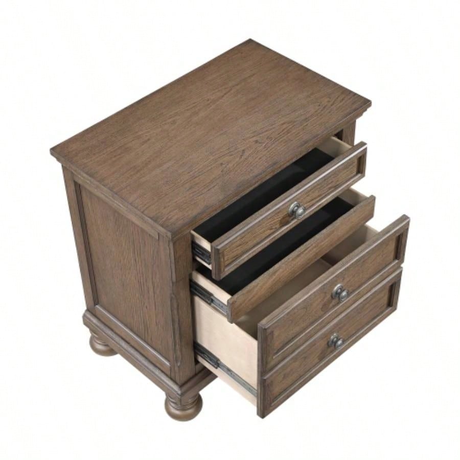 Transitional Antique Brown 1pc Nightstand with Hidden Drawer Bun Feet Classic Wooden Bedroom Furniture
