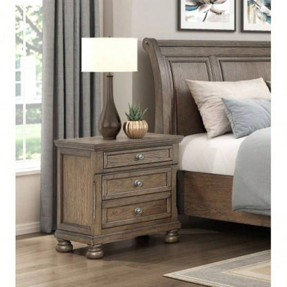 Transitional Antique Brown 1pc Nightstand with Hidden Drawer Bun Feet Classic Wooden Bedroom Furniture