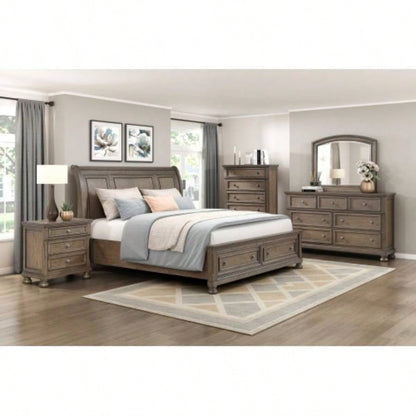 Transitional Antique Brown 1pc Nightstand with Hidden Drawer Bun Feet Classic Wooden Bedroom Furniture
