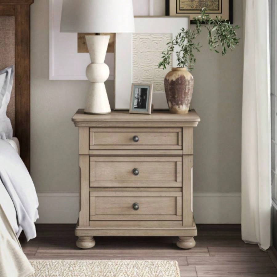 Transitional Antique Brown 1pc Nightstand with Hidden Drawer Bun Feet Classic Wooden Bedroom Furniture