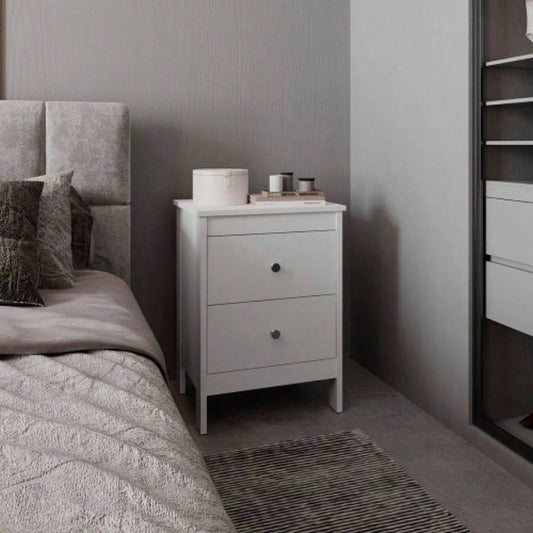 Nightstand, 2 Drawers, White