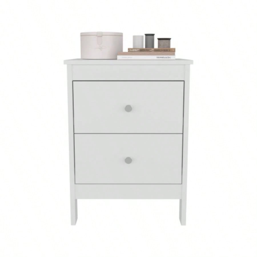 Nightstand, 2 Drawers, White
