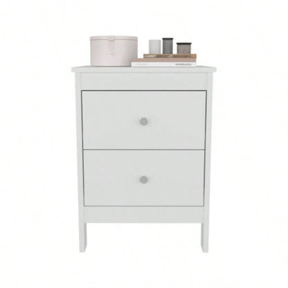 Nightstand, 2 Drawers, White