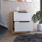 Nightstand Cervants, Two Drawers, Metal Handle, Light Gray