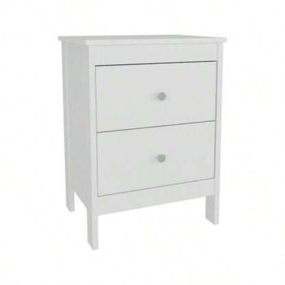 Nightstand, 2 Drawers, White