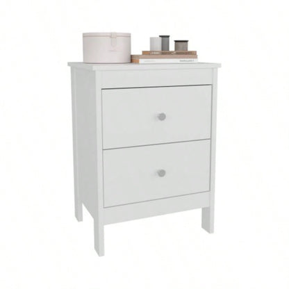 Nightstand, 2 Drawers, White