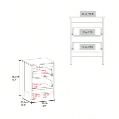 Nightstand, 2 Drawers, White