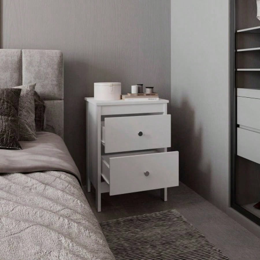 Nightstand, 2 Drawers, White